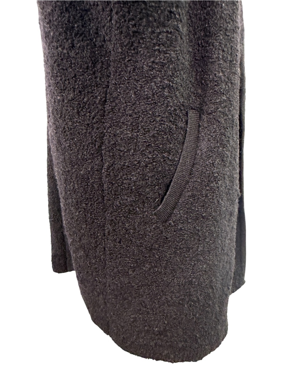 Tarnish Black Wool Blend Long Open Front Cardigan Sweater Pockets One Size - Picture 3 of 12
